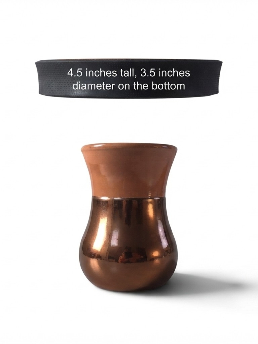Vintage Two-Tone Ceramic Vase | Metallic Copper Glaze & Unglazed Terracotta Rim
